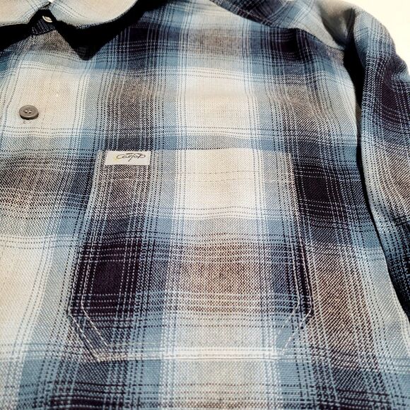 CAL TOP Royal Blue White Gray Shirt Plaid Old School Flannel Type NWOT - Picture 6 of 8